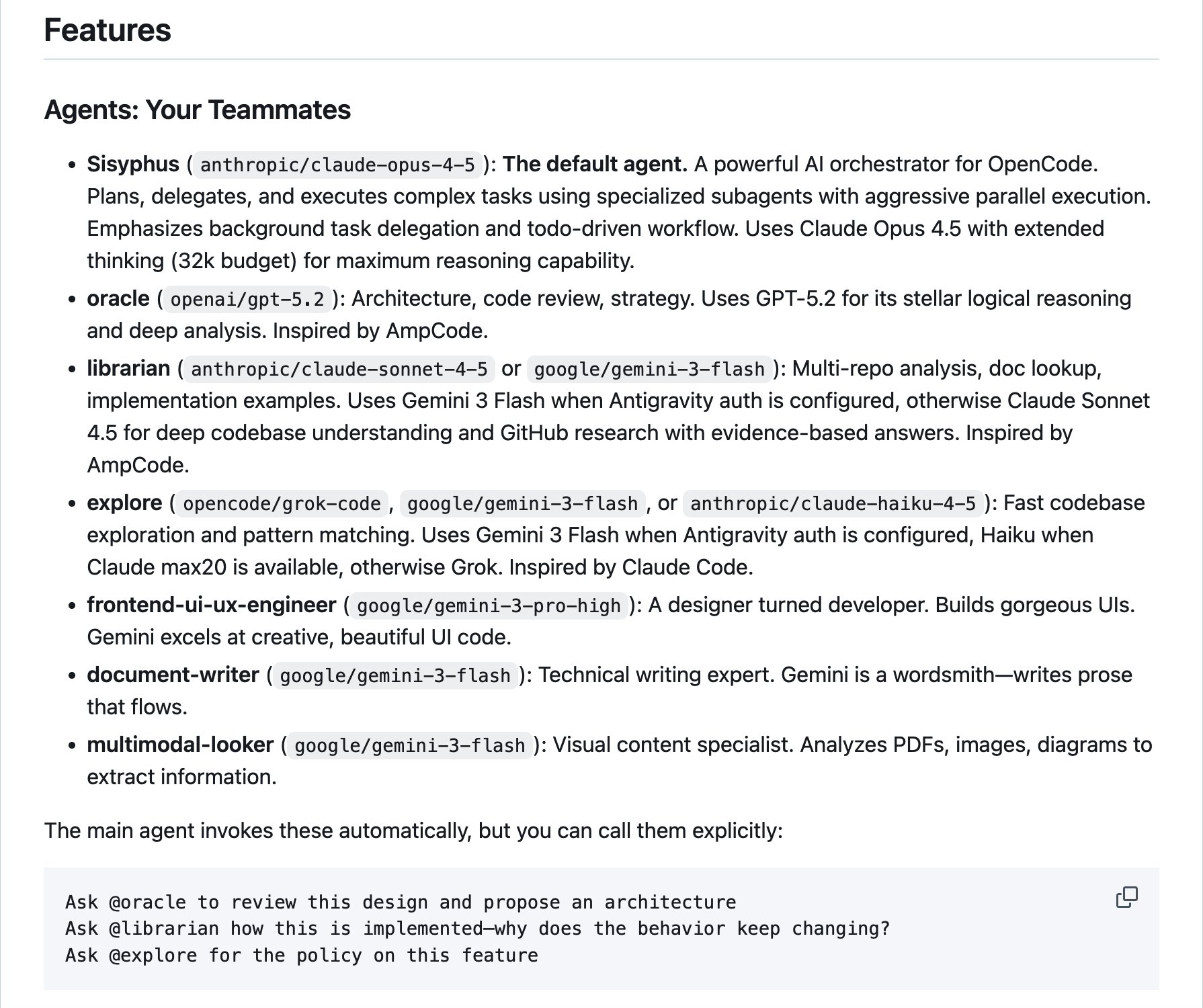 OpenCode Features